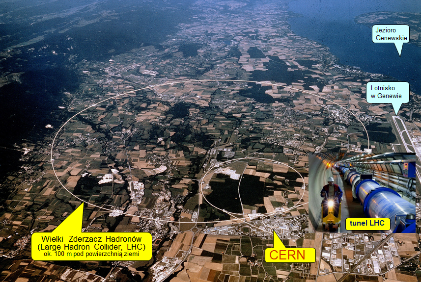 Widok na prawobrzeżną Genewę i Jezioro Genewskie (CERN)