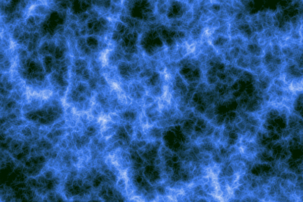 Obraz rozmieszczenia galaktyk w przestrzeni otrzymany za pomocą symulacji komputerowej